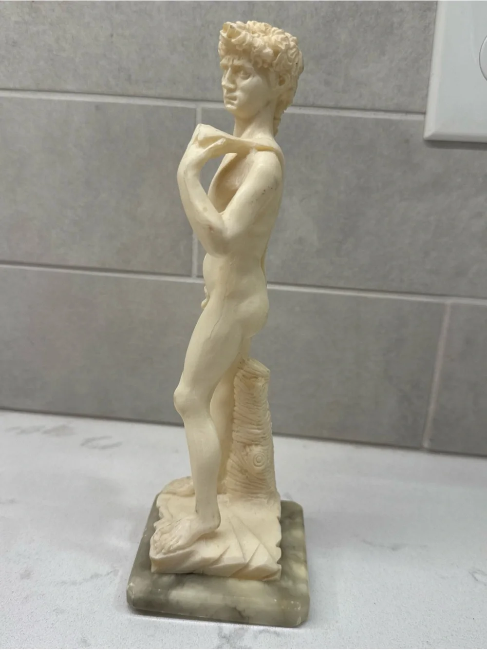 Ivory-Colored Classical Michelangelo David Statue Figurine